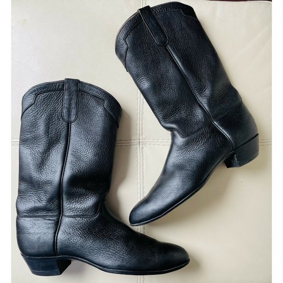VTG MEN’s Black Custom Ammons Western COWBOY Boots main image 11
